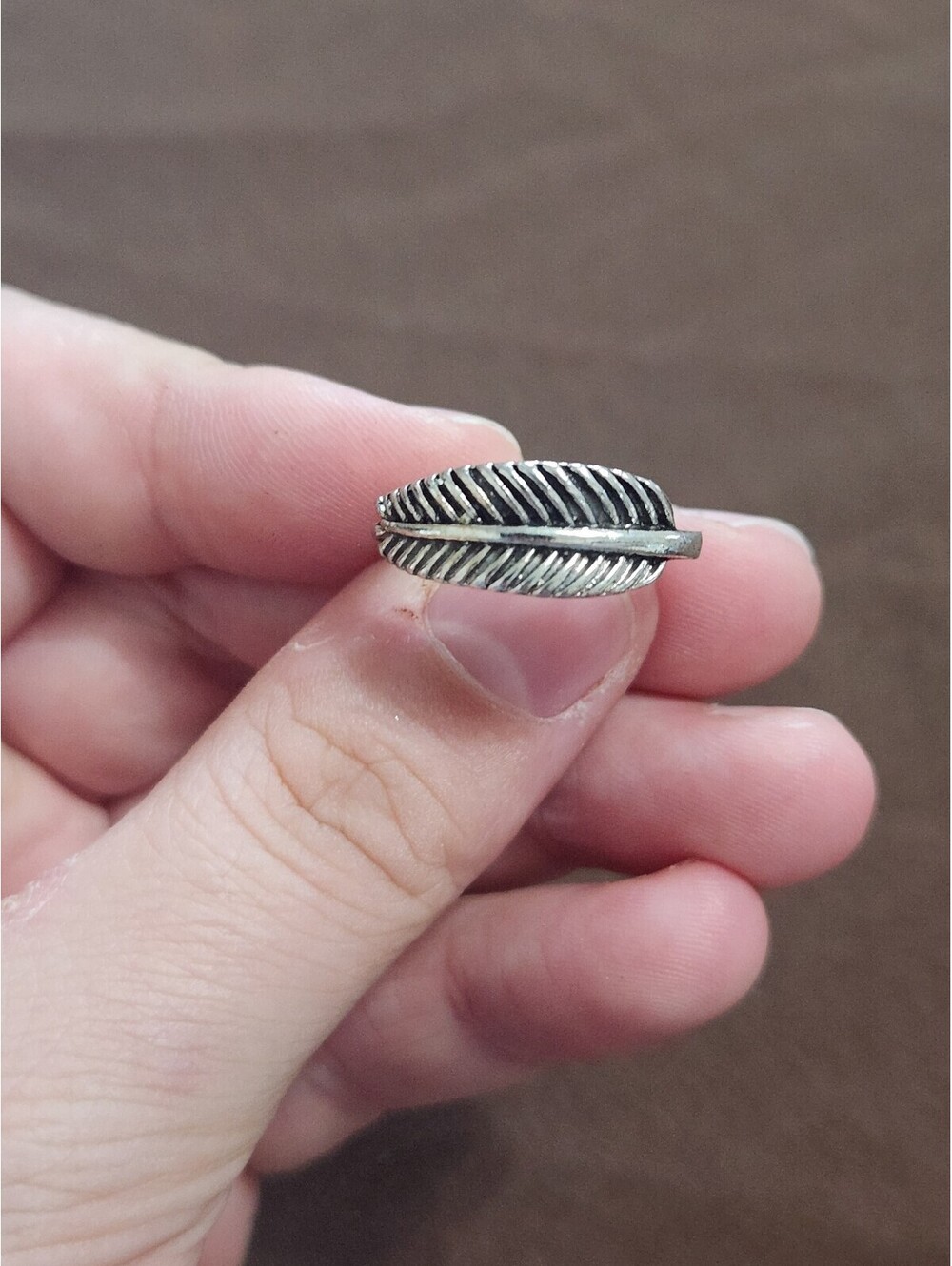 Boho Style Silver Tone Feather Ring Size 6.5